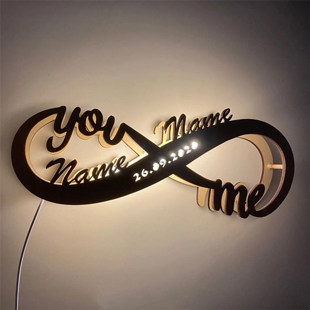 Personalized Infinity I Love You Wooden Desk Nightlight