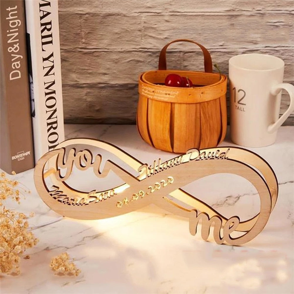 Personalized Infinity I Love You Wooden Desk Nightlight