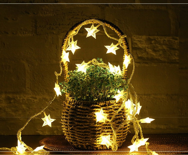 LED Star Light String Twinkle Garlands Battery Powered Christmas Lamp Holiday Party Wedding Decorative Fairy Lights