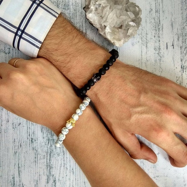 His and Hers Bracelets | King and Queen Crown Bracelets for Couples [Set of 2]