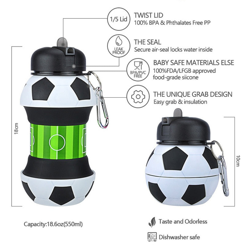 Eco- Friendly Football Sports Collapsible Water Bottle