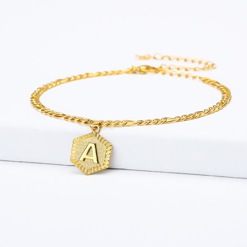 Dainty A-Z Initial Letter Anklet for Women