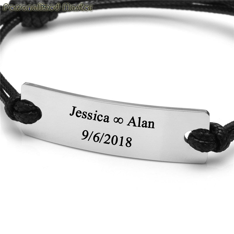 Personalized Custom Text Leather Bracelet