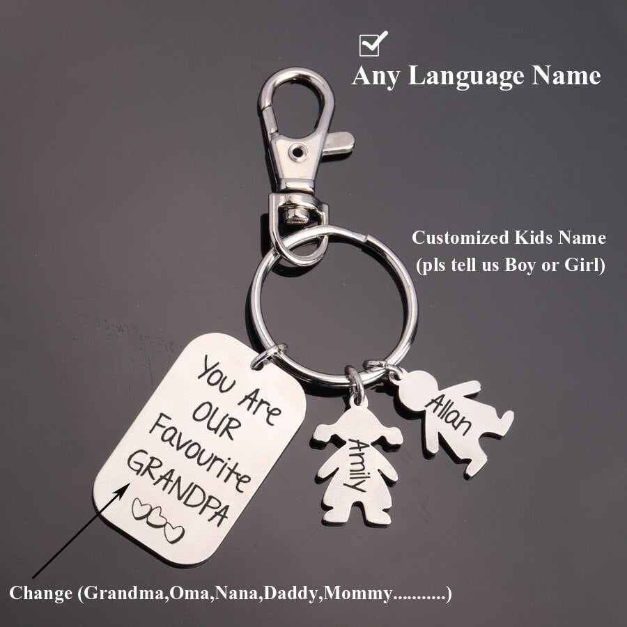 Customized Kids Name You Are Our Favourite Grandpa Keychain