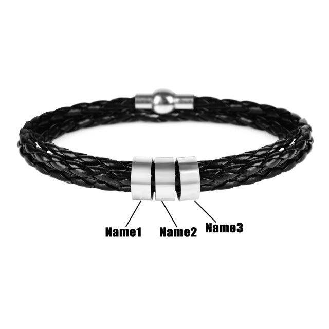 Genuine Leather Personalized Stainless Steel Bracelets