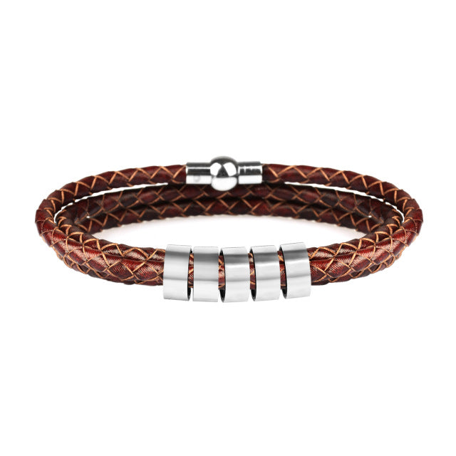 Genuine Leather Personalized Stainless Steel Bracelets