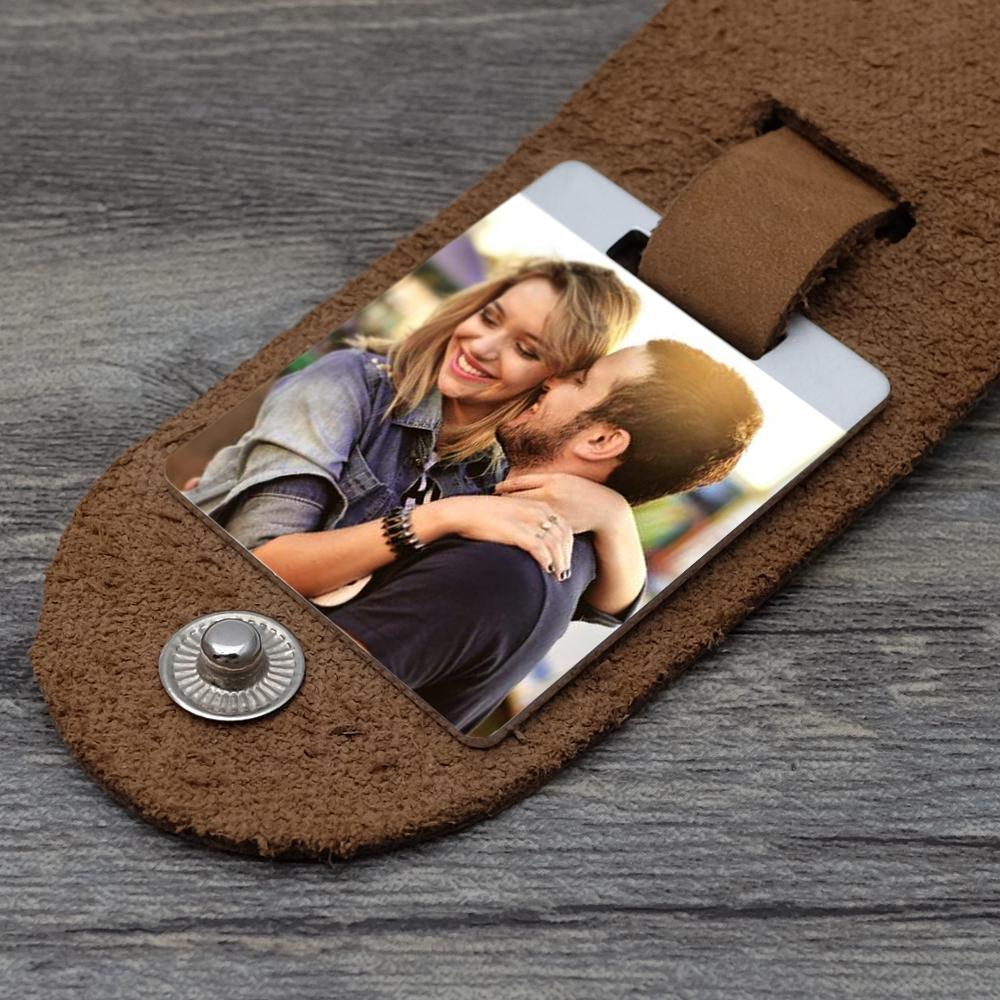 Personalized Photo & Text Leather Keychain