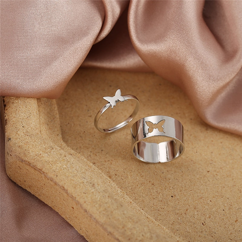 Trendy Butterfly Ring Set For Couples