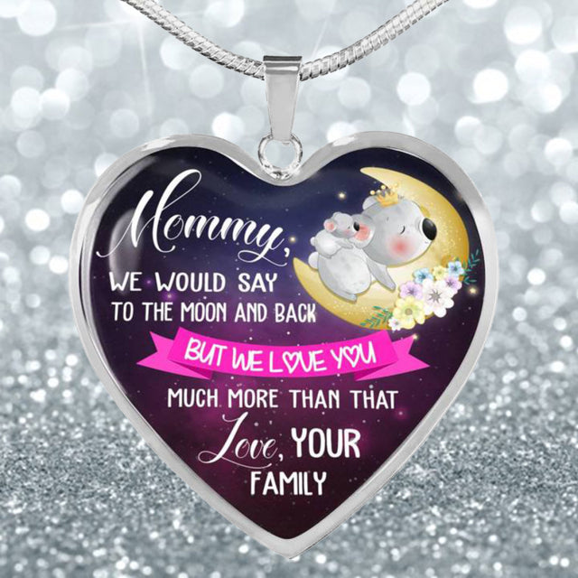 Thank You Flower Heart Pendant Necklace Gift for Mom From Daughter