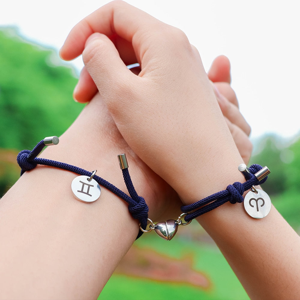 Custom Initials Couple Magnetic Heart Bracelets – The Pal Choice