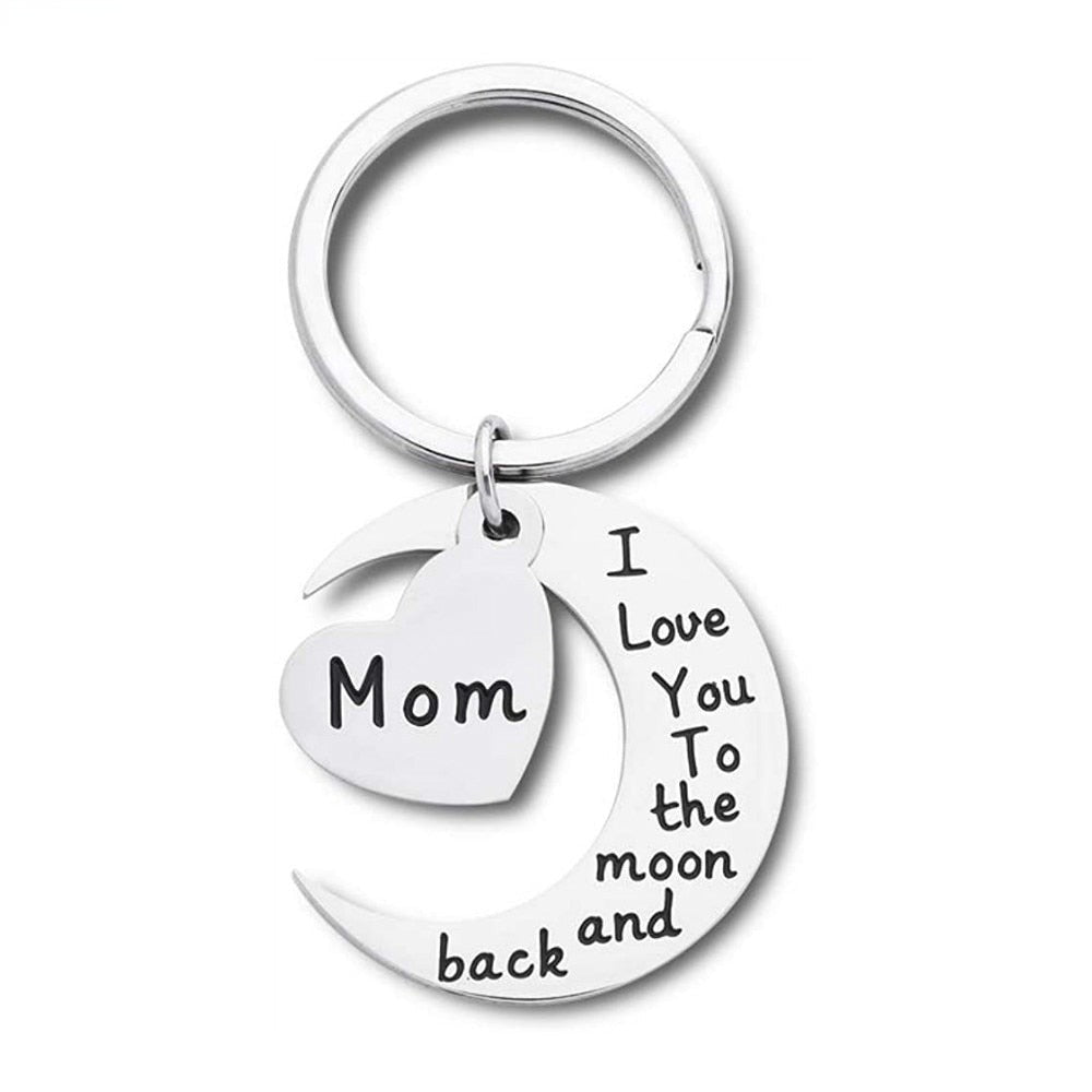 Personalized I Love You To The Moon and Back Key Chain For Mom