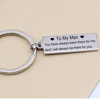 To My Man Engraved Key Chain For Couples